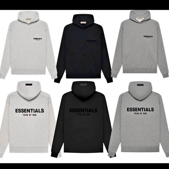 New-Fear of God Essentials Hoodies light oak gray black